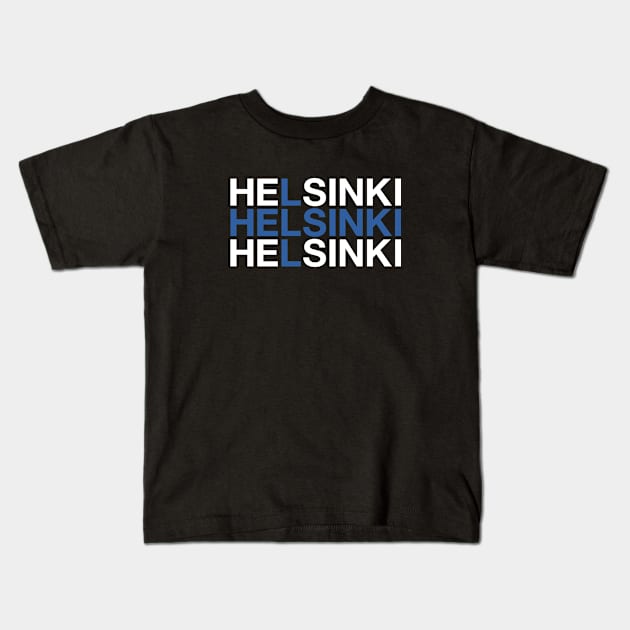 HELSINKI Finnish Flag Kids T-Shirt by eyesblau